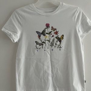 Vans T short Women Cristal White color Floral Short Sleeves Medium Cotton new